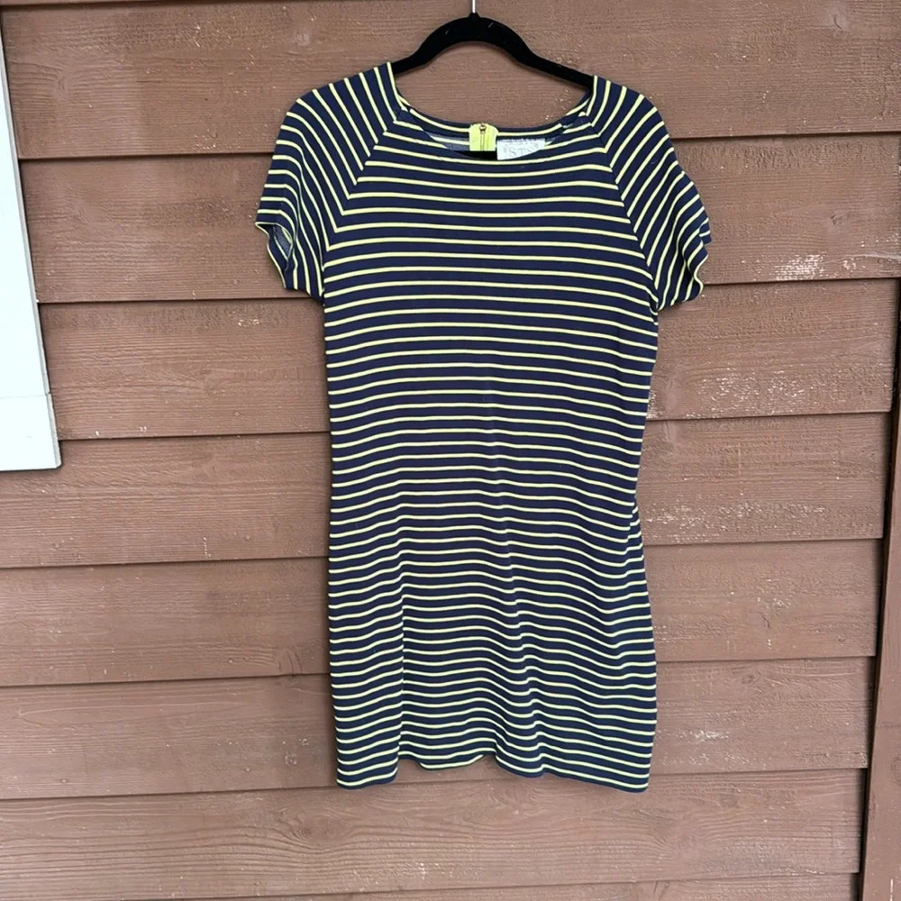 Sail to Sable lime green, and navy blue striped knit dress size medium